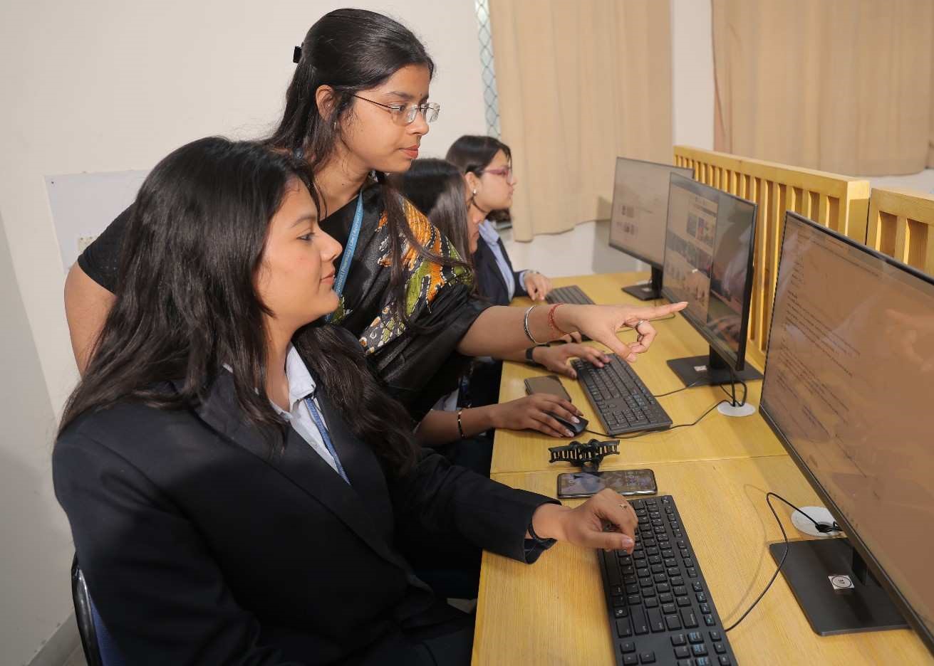 Students working on computers